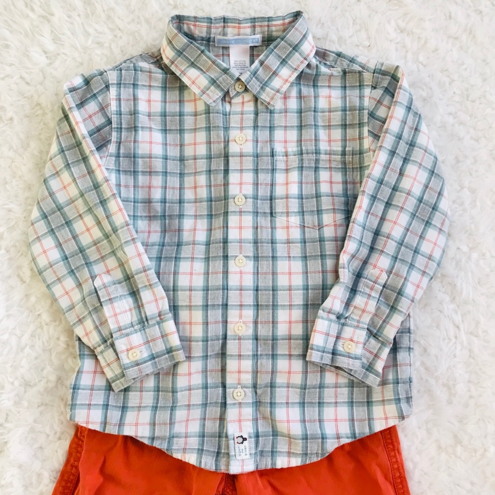 Janie & Jack Long Sleeve Button Down Plaid